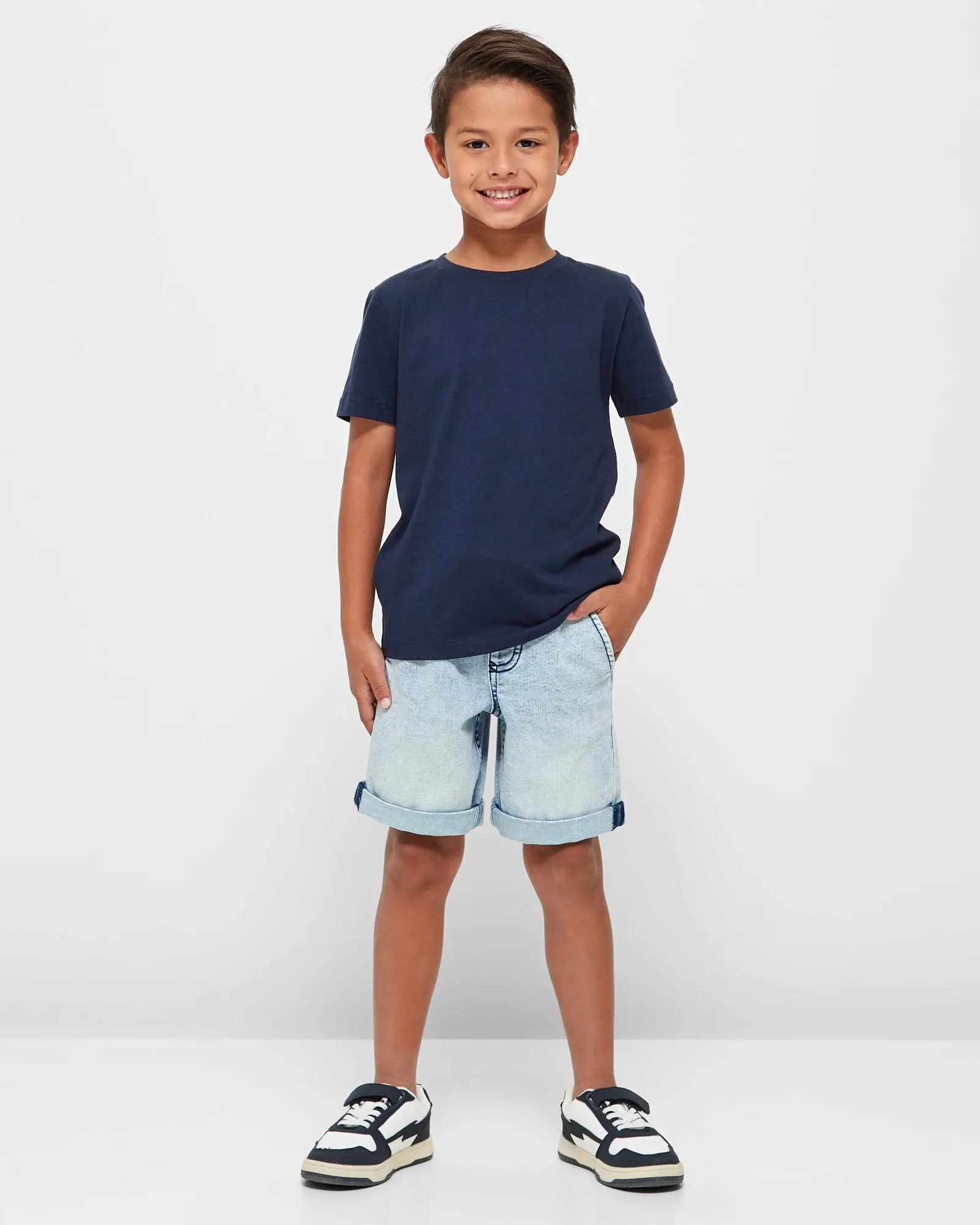 popular  Pull On Denim Shorts - Light Wash