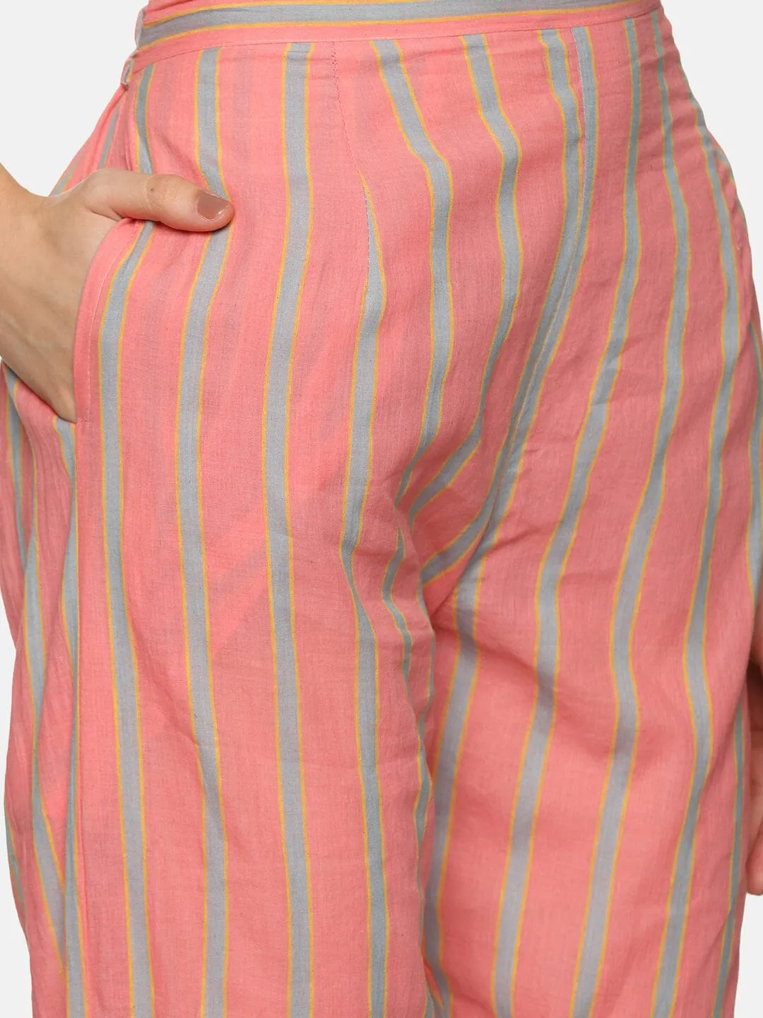 'Roseanne' Peach striped sustainable co-ord set