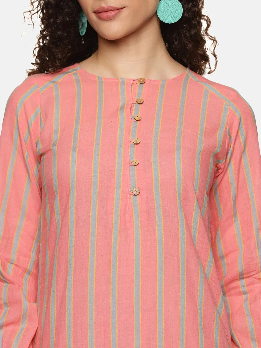 'Roseanne' Peach striped sustainable co-ord set