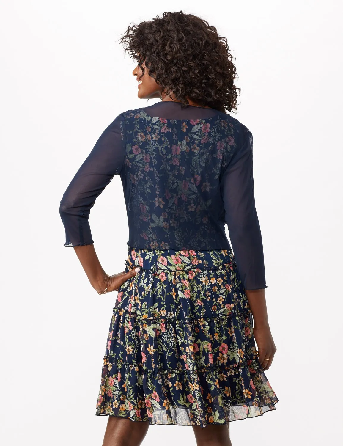 Sleeveless Ditsy Flounce Dress