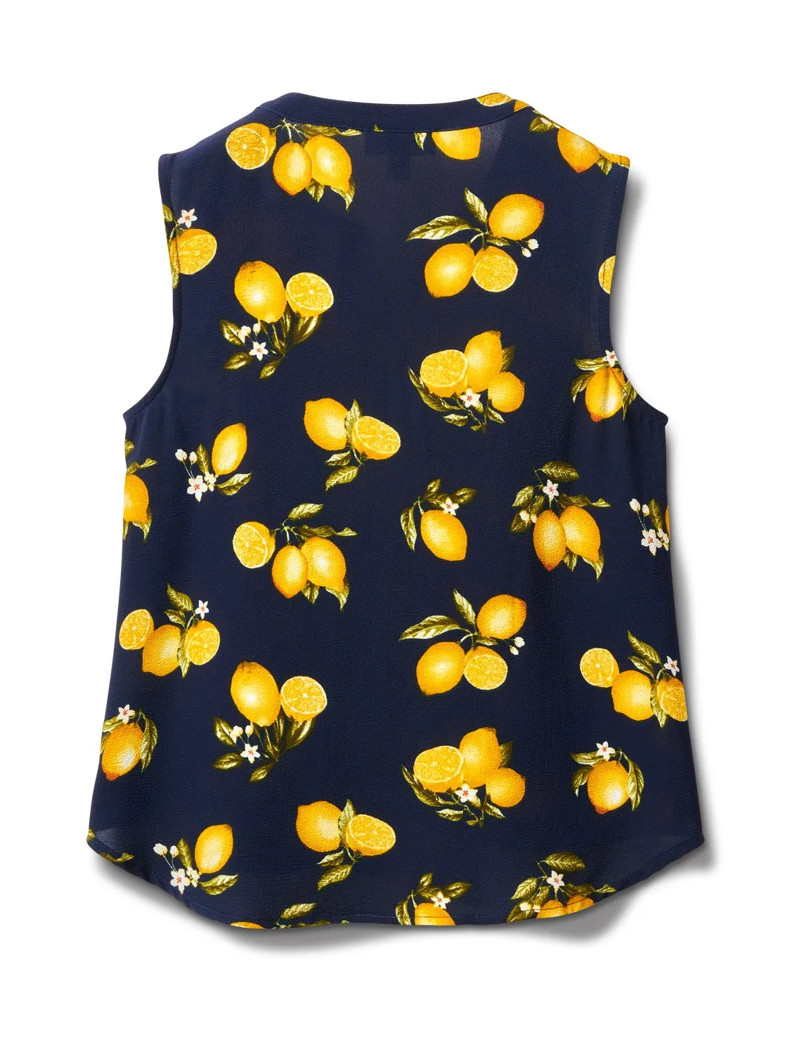 Sleevless Lemon Tie Front Blouse-Petite