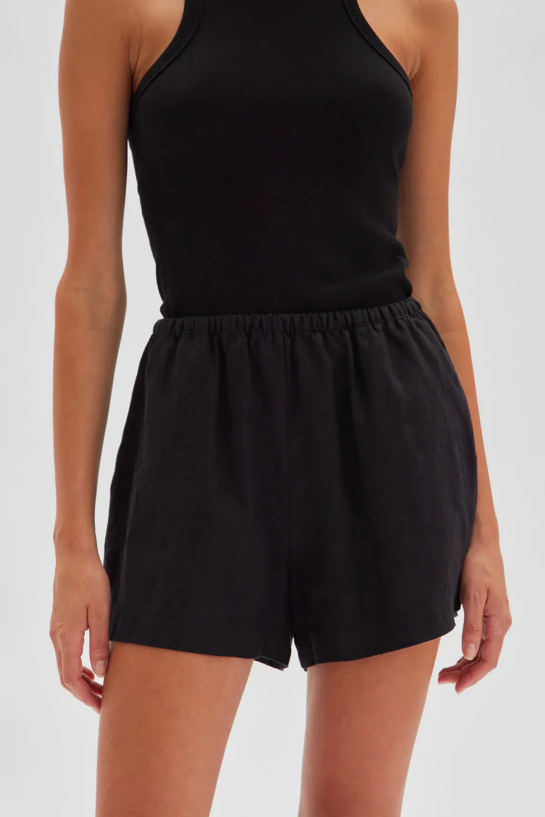 STELLA LINEN SHORT | BLACK