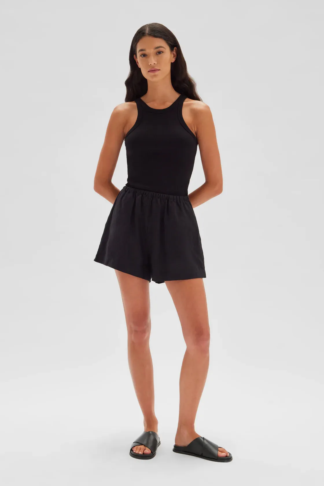STELLA LINEN SHORT | BLACK