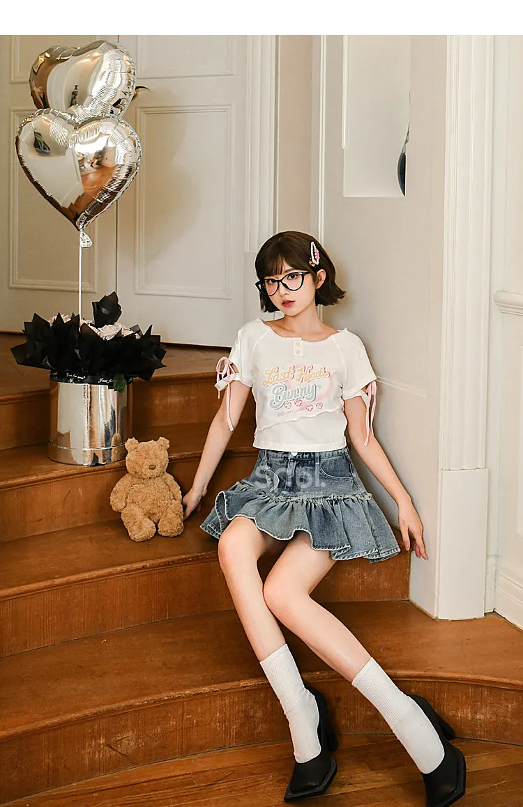 Sweet Style High Waist Denim Skirt