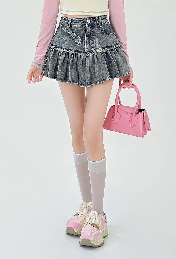 Sweet Style High Waist Denim Skirt