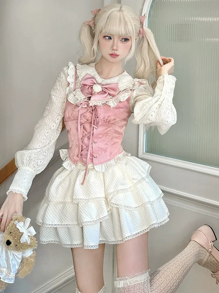 Vest Fleur   Princess Shirt   Pink Cake Skirt Girl