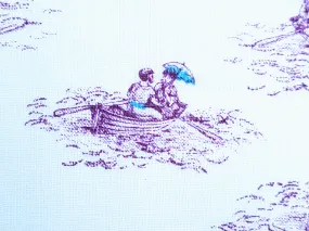Vintage Fabric - Cotton - Toile - Romantic Couple - Fabric Remnant - VCW731