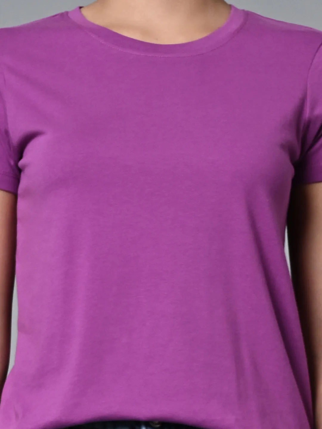 Women's Purple Cotton Regular Fit Tshirt