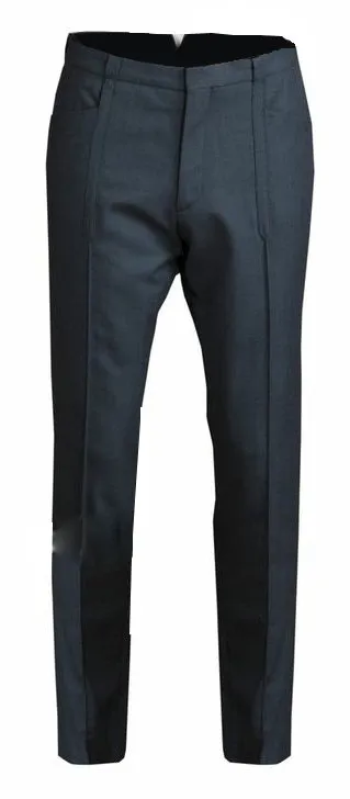Wool Suit with Straight Leg Trousers - Blue