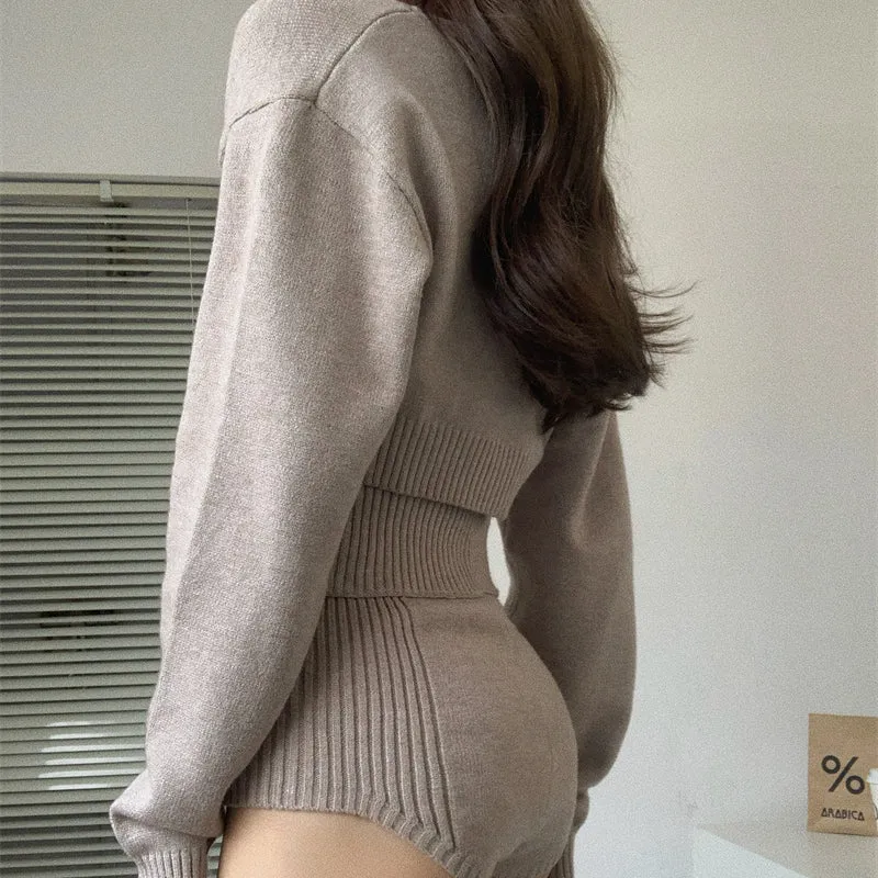 Y2K Solid Color Sexy Shorts Two-piece Suit