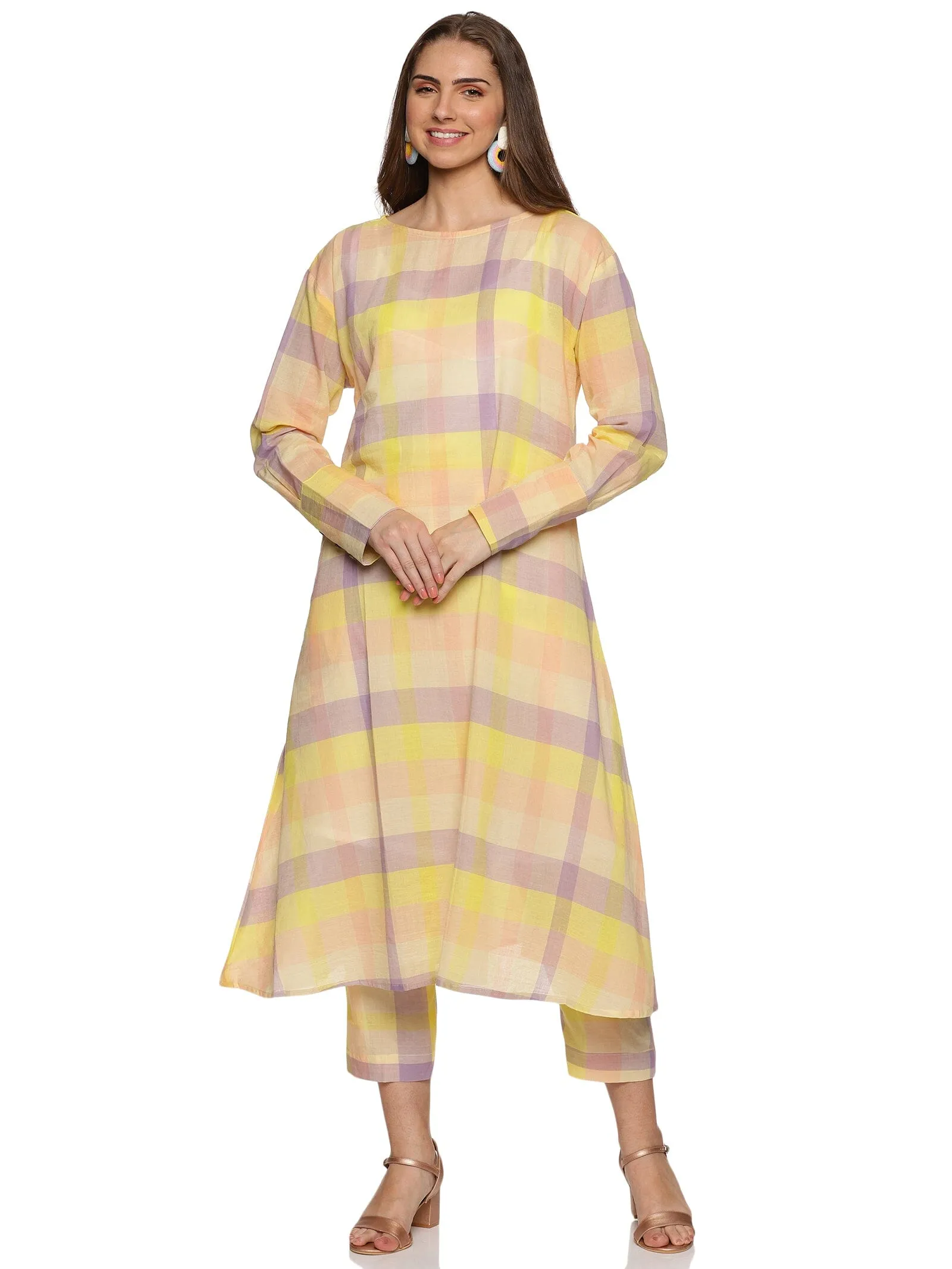 Yellow checked handloom trouser
