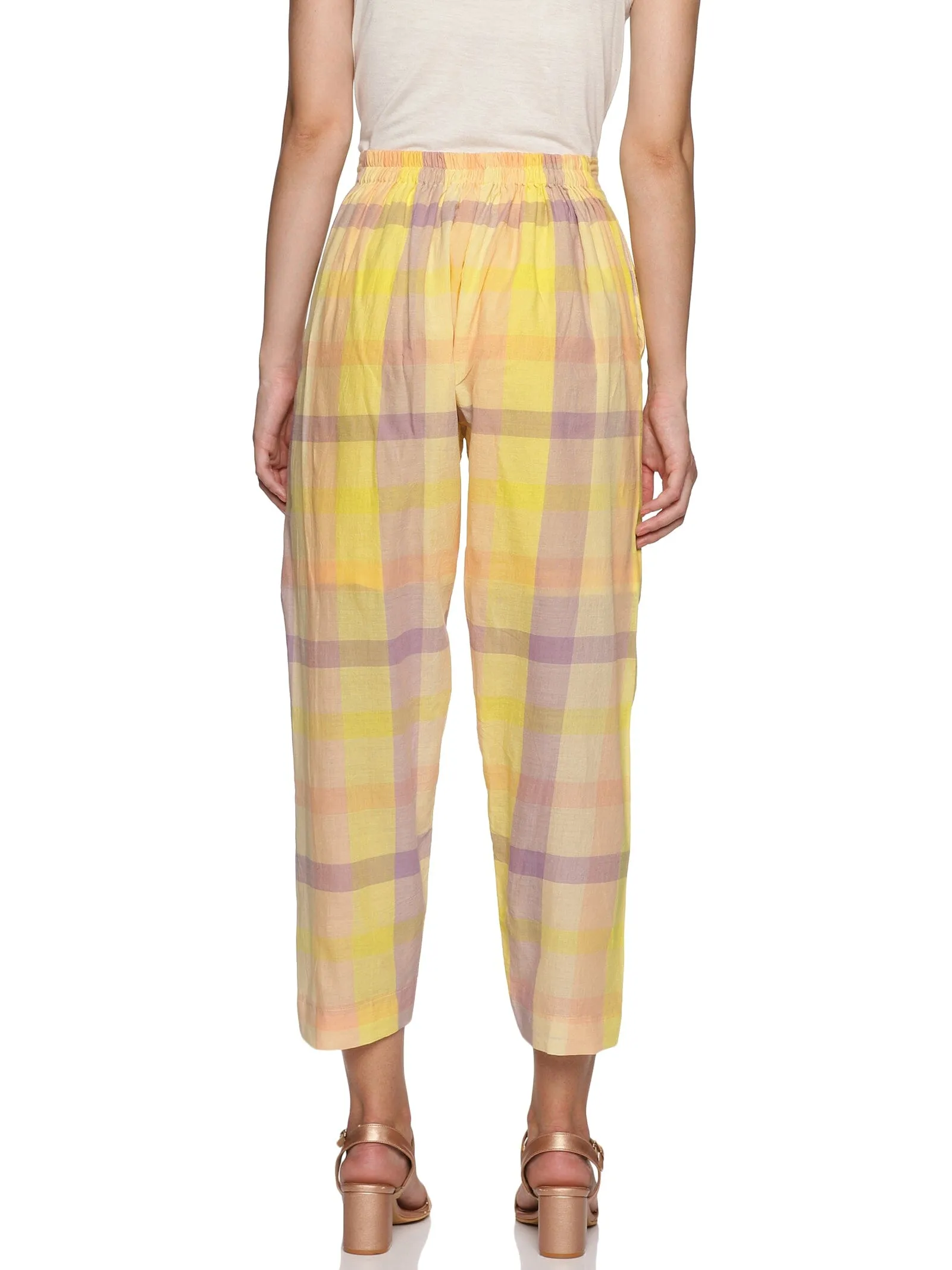Yellow checked handloom trouser